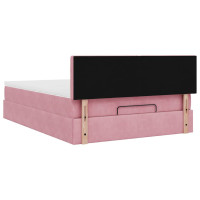 Produktbild för Ottoman sängram med madrass rosa 140x200 cm sammet