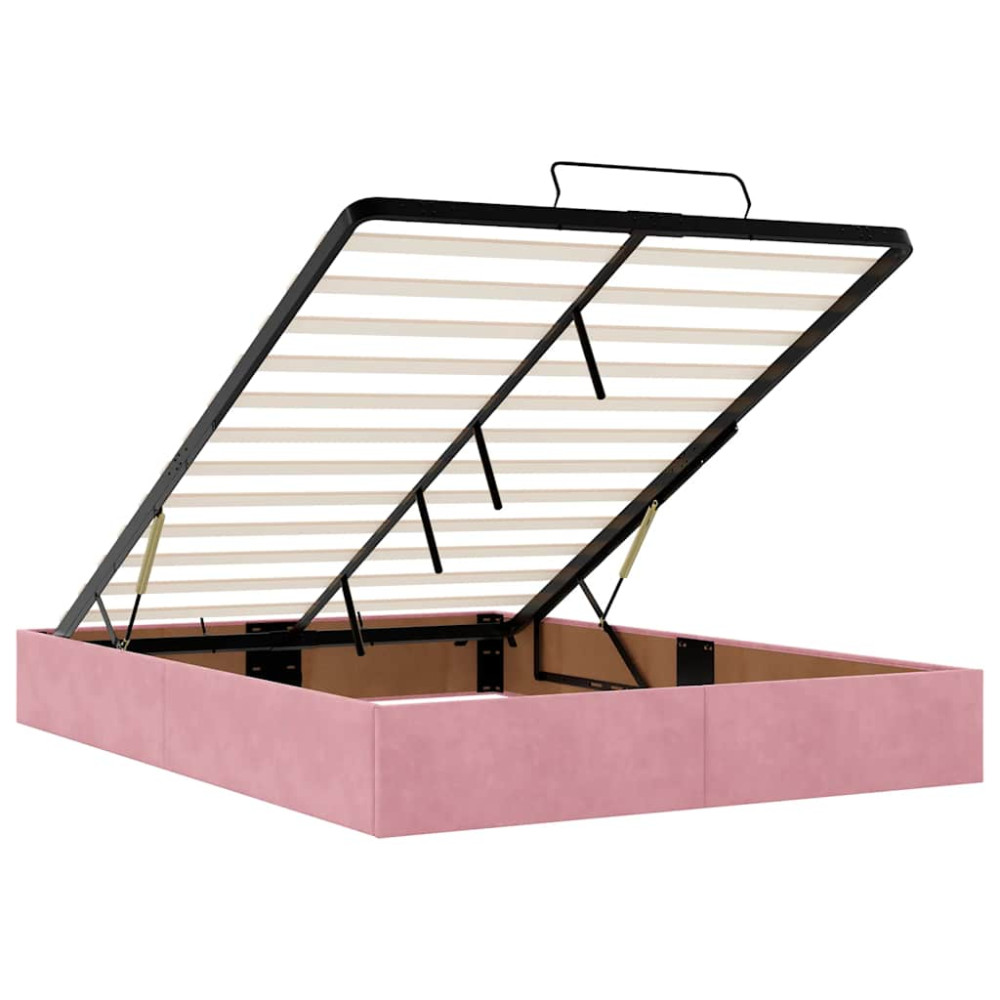 Produktbild för Ottoman sängram med madrass rosa 140x200 cm sammet