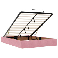 Produktbild för Ottoman sängram med madrass rosa 140x200 cm sammet