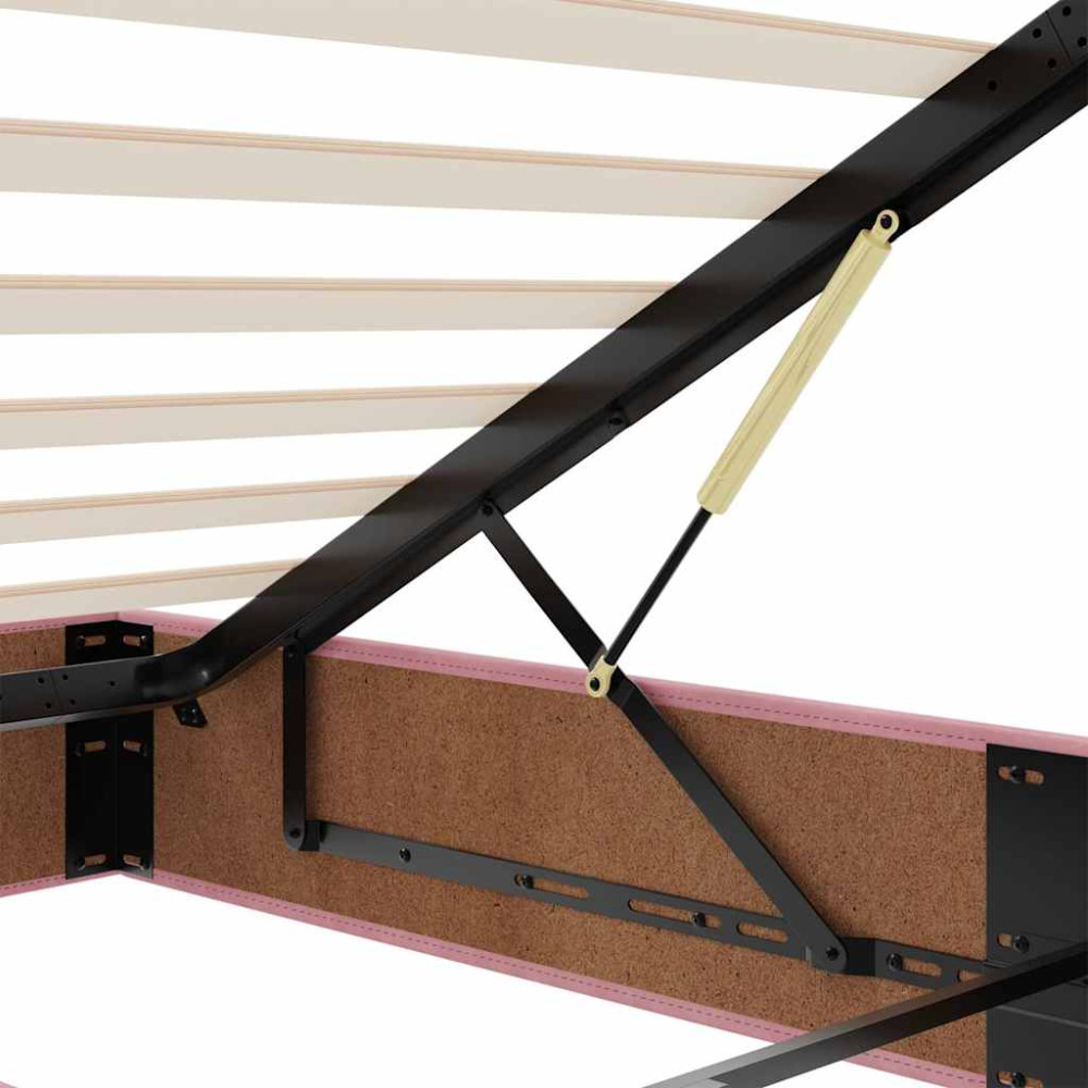Produktbild för Ottoman sängram med madrass rosa 140x200 cm sammet