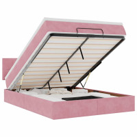 Produktbild för Ottoman sängram med madrass rosa 140x200 cm sammet