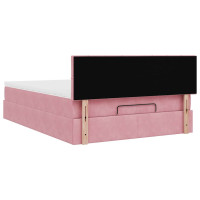 Produktbild för Ottoman sängram med madrass rosa 140x200 cm sammet