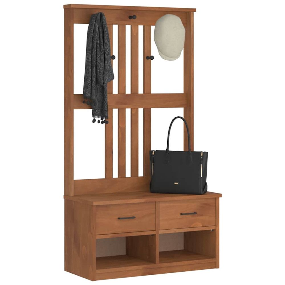 Produktbild för Hallträd SANDNES 87x40x159,5cm massiv träfuru