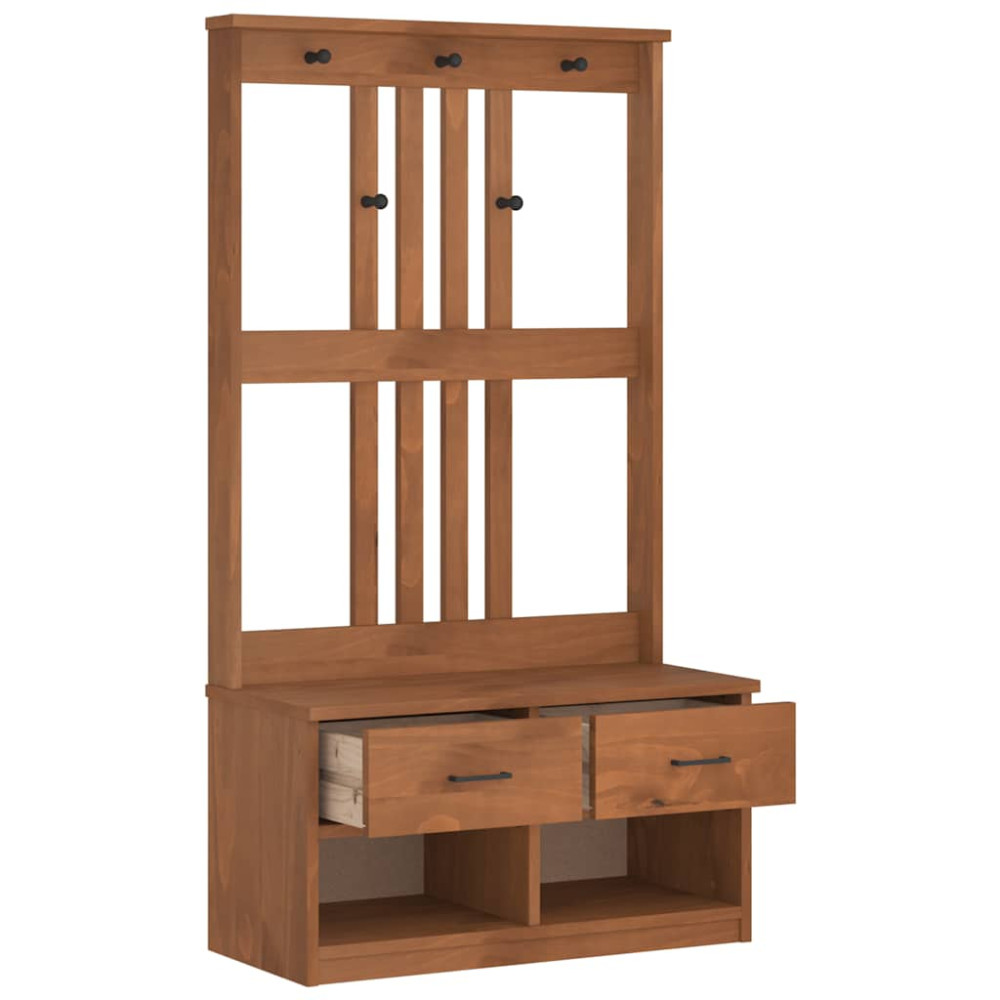Produktbild för Hallträd SANDNES 87x40x159,5cm massiv träfuru