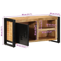 Produktbild för Tv-bänk 80x30x40 cm massivt grovt mangoträ