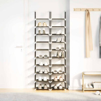 Produktbild för Skohyllor 2 st svart 10-vånings svart 33x33x174 cm fiberduk
