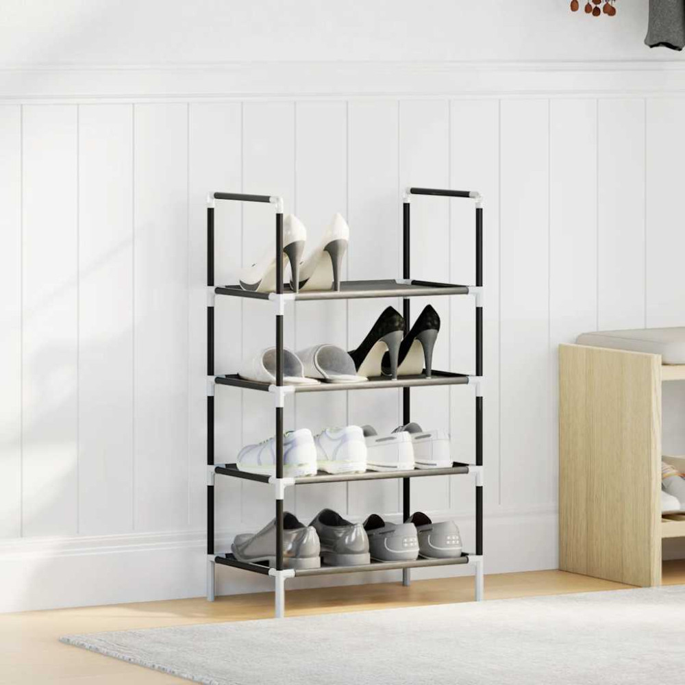 Produktbild för Skohylla 4 hyllor svart 44x28x77 cm fiberduk