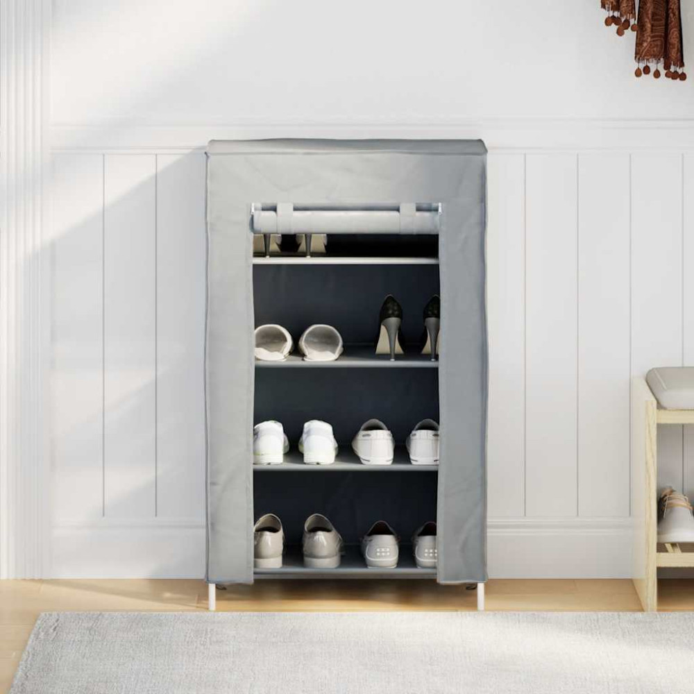 Produktbild för Skoskåp grått 60,5x30x97 cm fiberduk