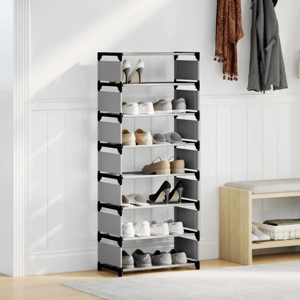 Produktbild för Skohylla 8 hyllor grå 54x28x124 cm fiberduk
