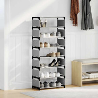Produktbild för Skohylla 8 hyllor grå 54x28x124 cm fiberduk