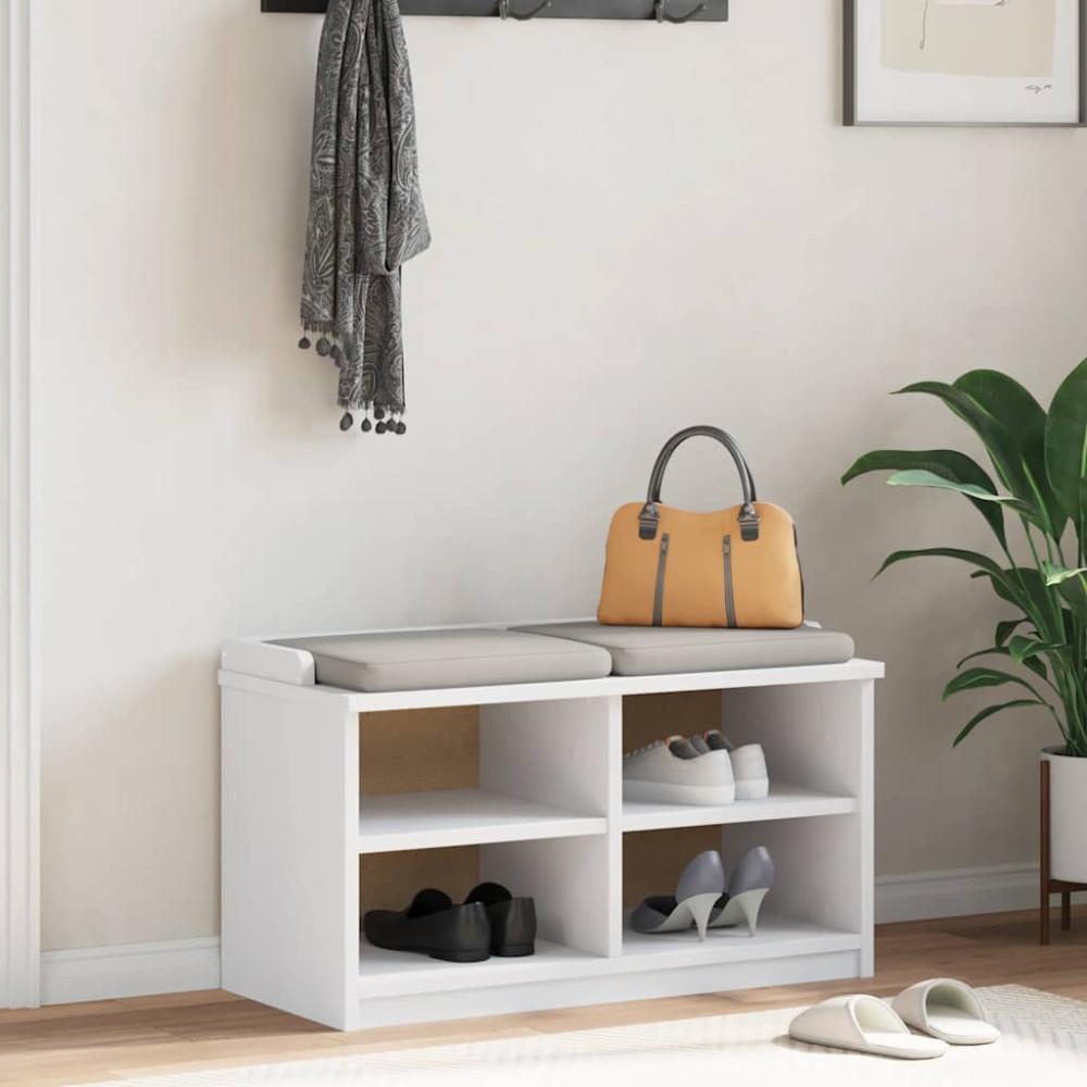 Produktbild för Hallbänk SANDNES vit 87x40x50 cm massiv trä furu