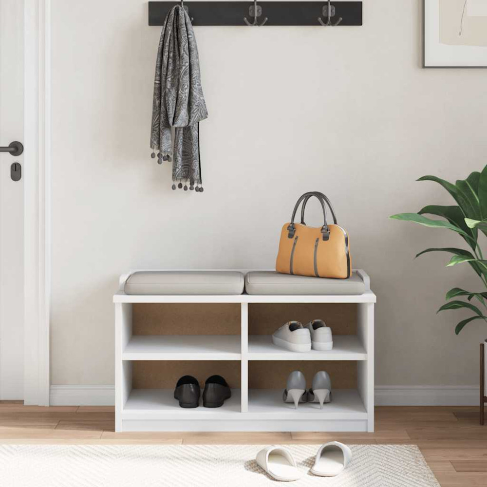 Produktbild för Hallbänk SANDNES vit 87x40x50 cm massiv trä furu