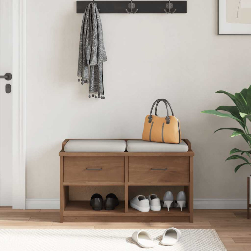 Produktbild för Hallbänk SANDNES 87x40x50 cm massiv trä furu