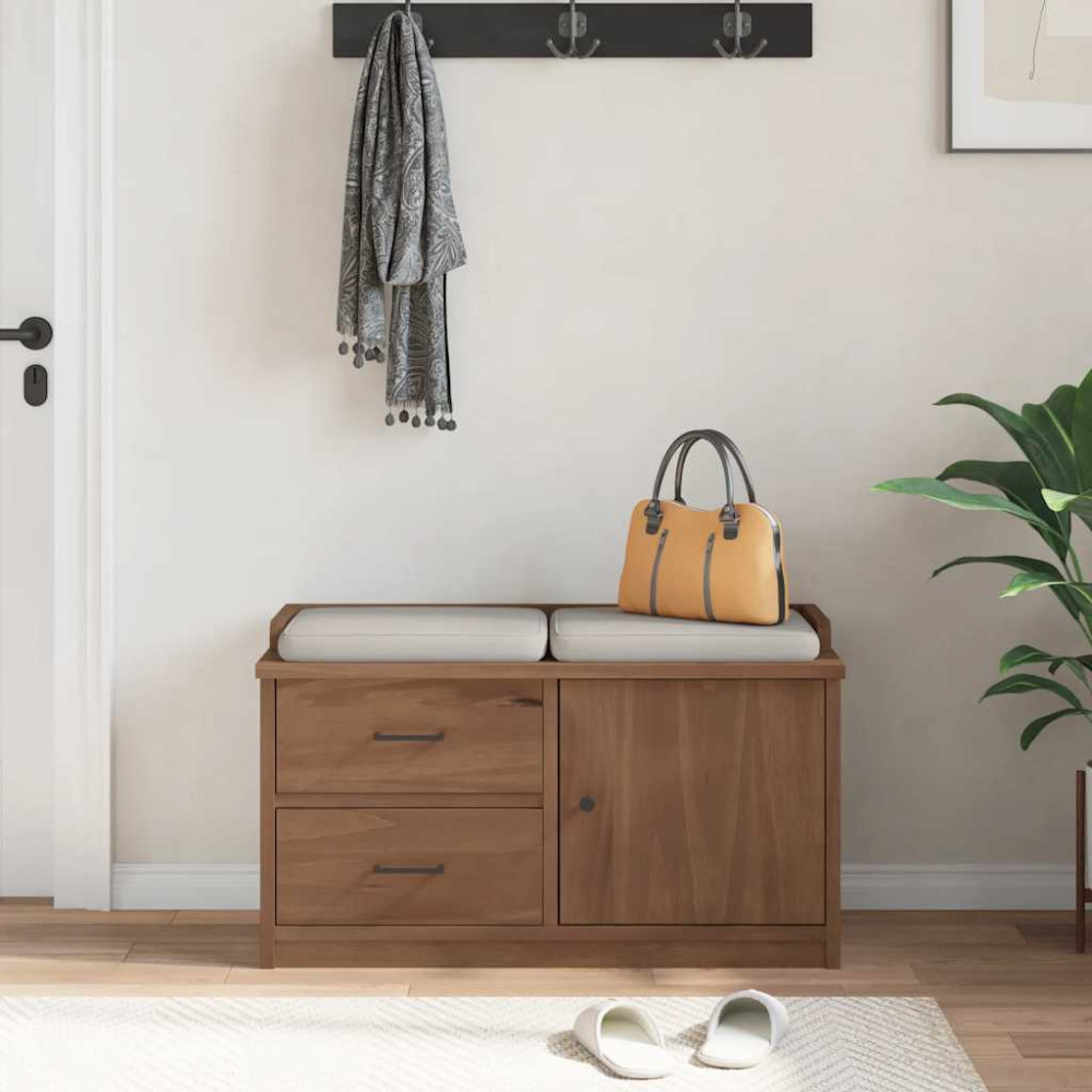 Produktbild för Hallbänk SANDNES 87x40x50 cm massiv trä furu