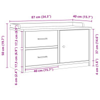 Produktbild för Hallbänk SANDNES vit 87x40x50 cm massiv trä furu