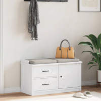Produktbild för Hallbänk SANDNES vit 87x40x50 cm massiv trä furu