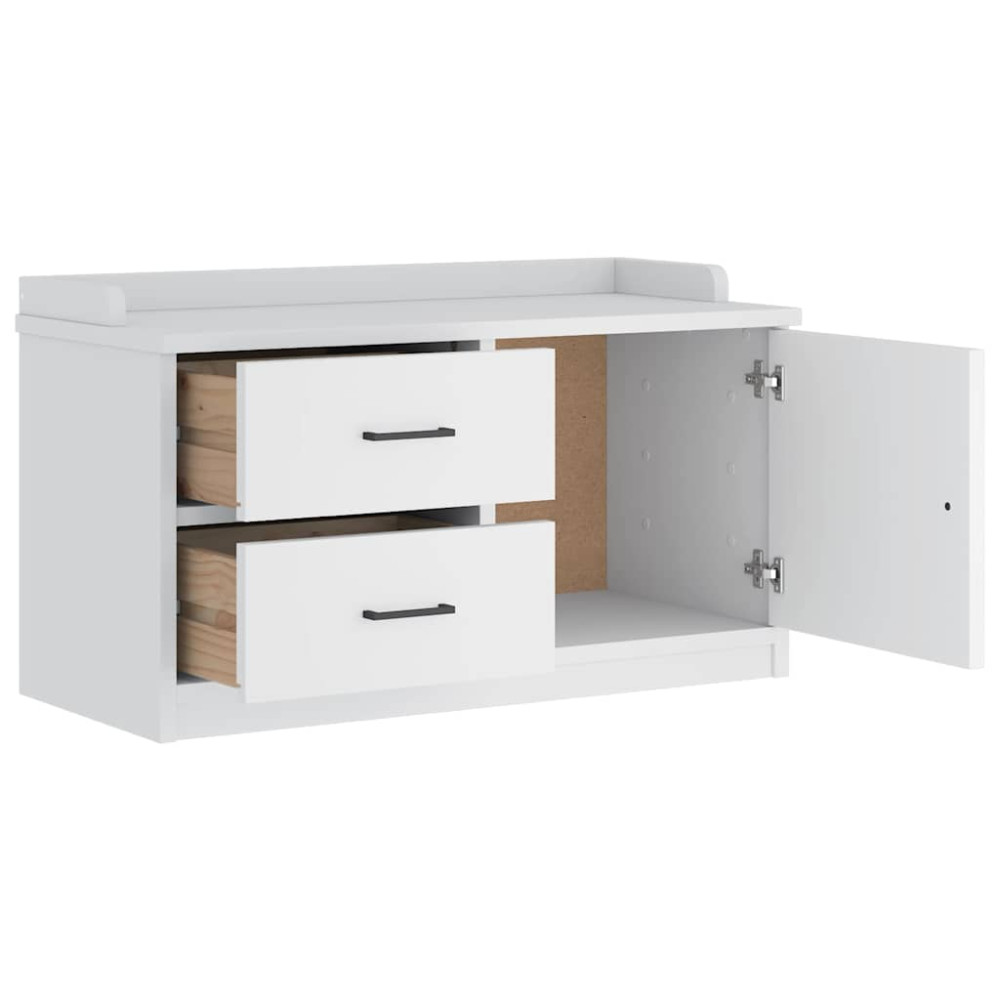 Produktbild för Hallbänk SANDNES vit 87x40x50 cm massiv trä furu