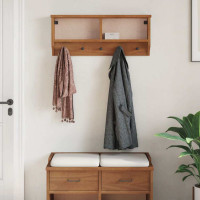 Produktbild för Vägghängd klädhängare SANDNES 87x12x35 cm massiv trä furu