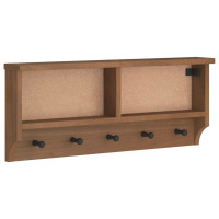 Produktbild för Vägghängd klädhängare SANDNES 87x12x35 cm massiv trä furu