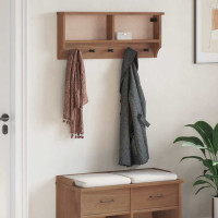 Produktbild för Vägghängd klädhängare SANDNES 87x12x35 cm massiv trä furu