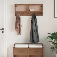 Produktbild för Vägghängd klädhängare SANDNES 87x12x35 cm massiv trä furu