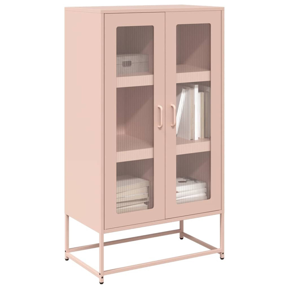 Produktbild för Highboard rosa 68x39x123 cm stål