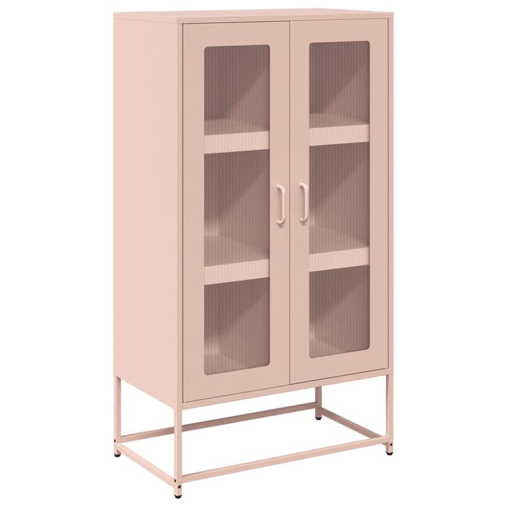 Produktbild för Highboard rosa 68x39x123 cm stål