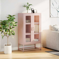 Produktbild för Highboard rosa 68x39x123 cm stål