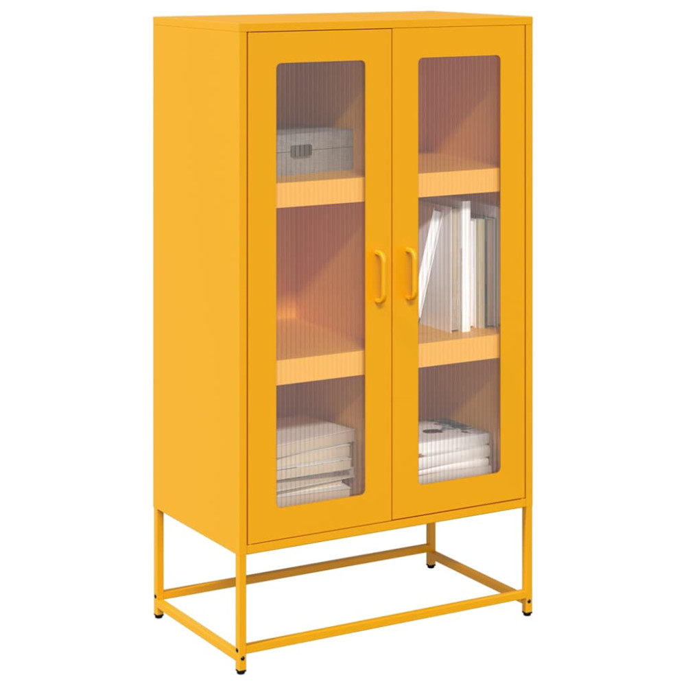 Produktbild för Hög stol senapsgul 68x39x123 cm stål