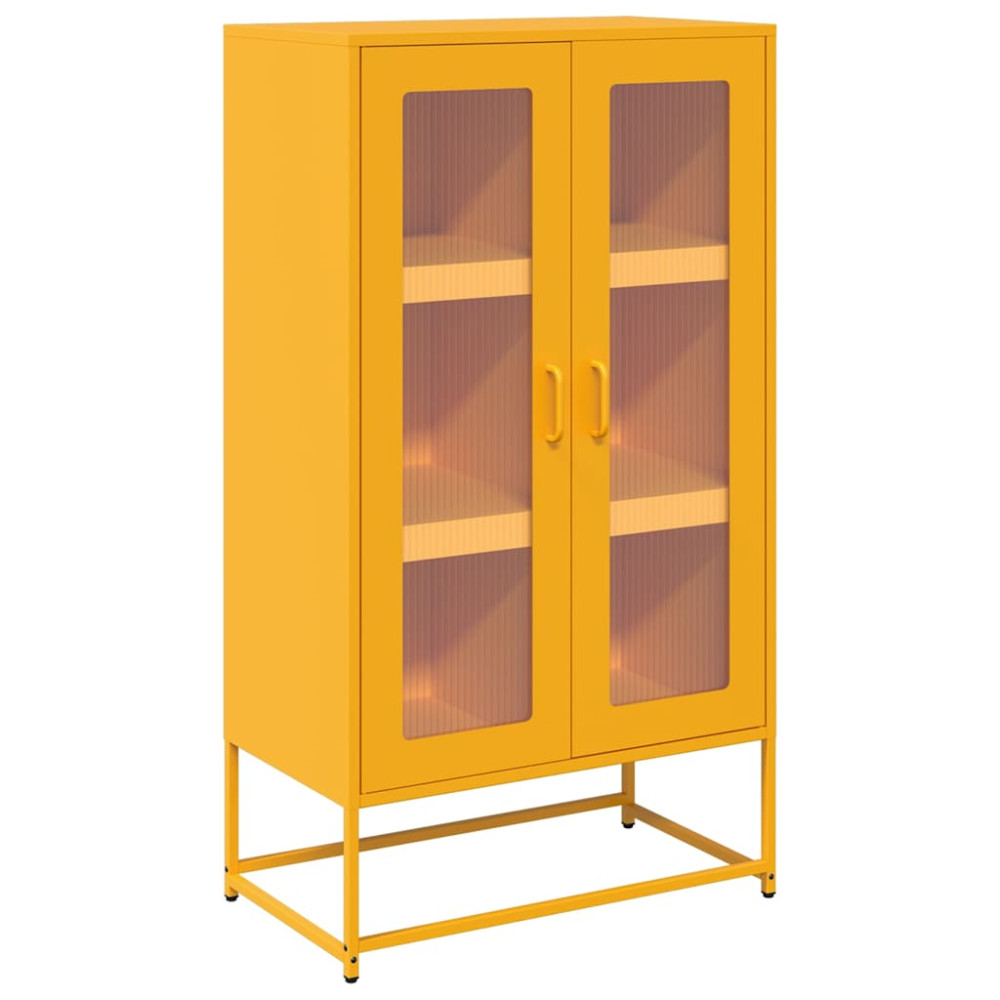 Produktbild för Hög stol senapsgul 68x39x123 cm stål