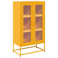 Produktbild för Hög stol senapsgul 68x39x123 cm stål