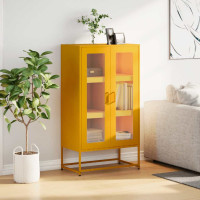 Produktbild för Hög stol senapsgul 68x39x123 cm stål