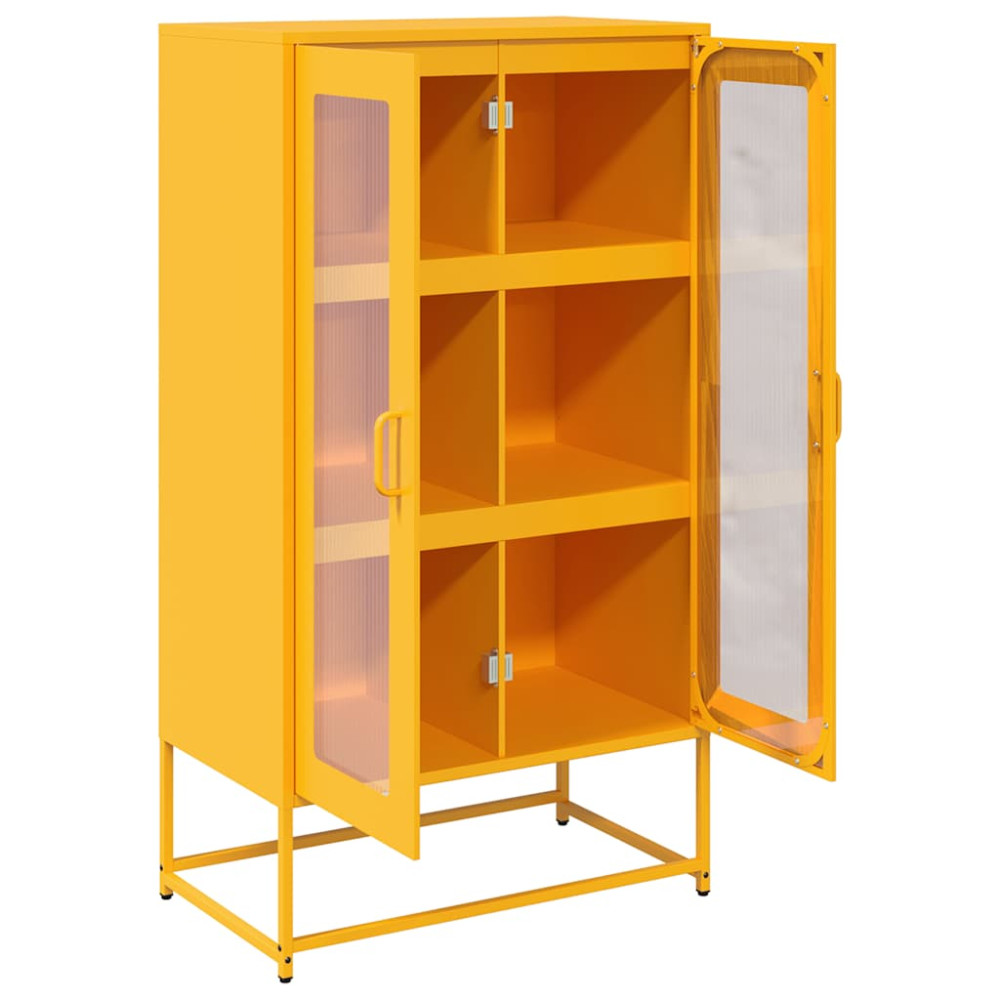 Produktbild för Hög stol senapsgul 68x39x123 cm stål