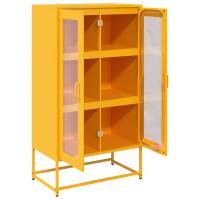 Produktbild för Hög stol senapsgul 68x39x123 cm stål
