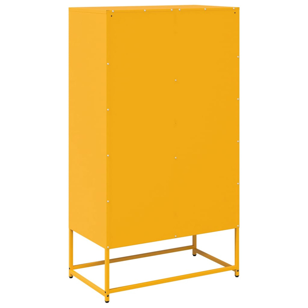 Produktbild för Hög stol senapsgul 68x39x123 cm stål