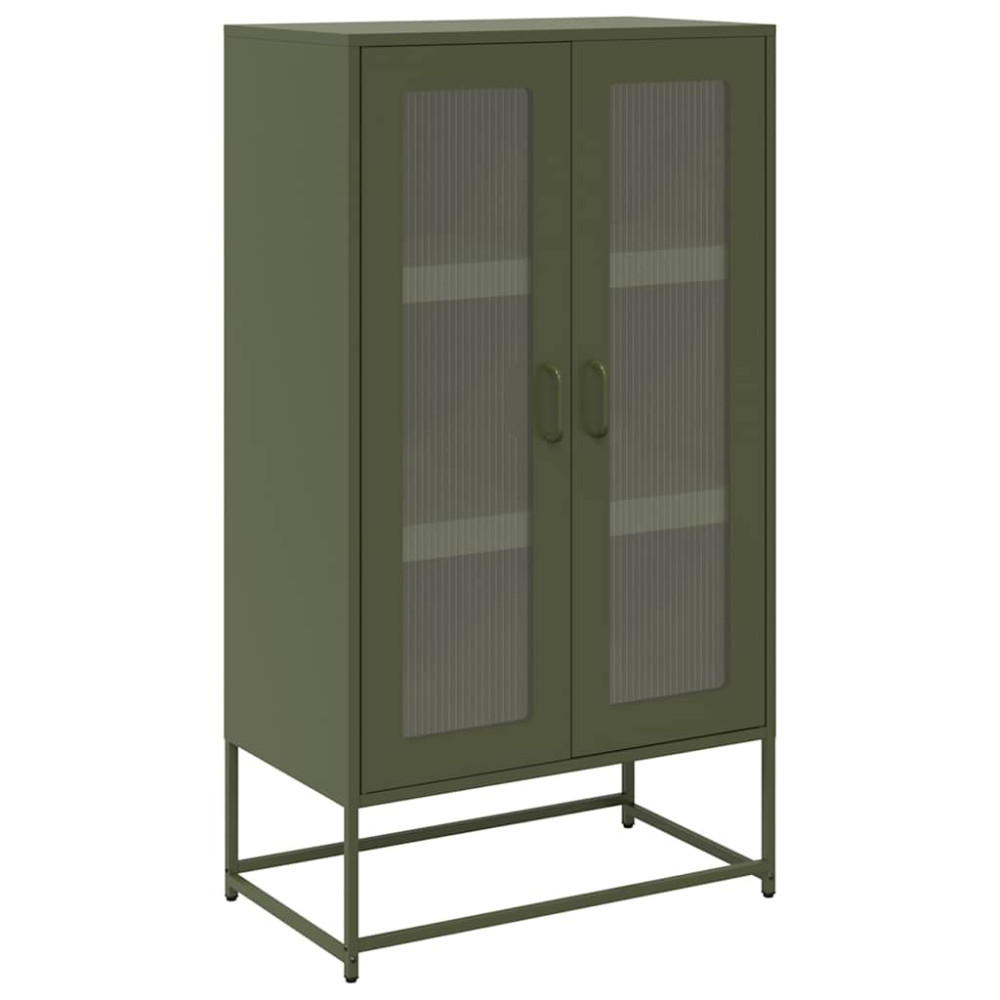 Produktbild för Highboard olivgrön 68x39x123 cm stål