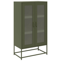 Produktbild för Highboard olivgrön 68x39x123 cm stål