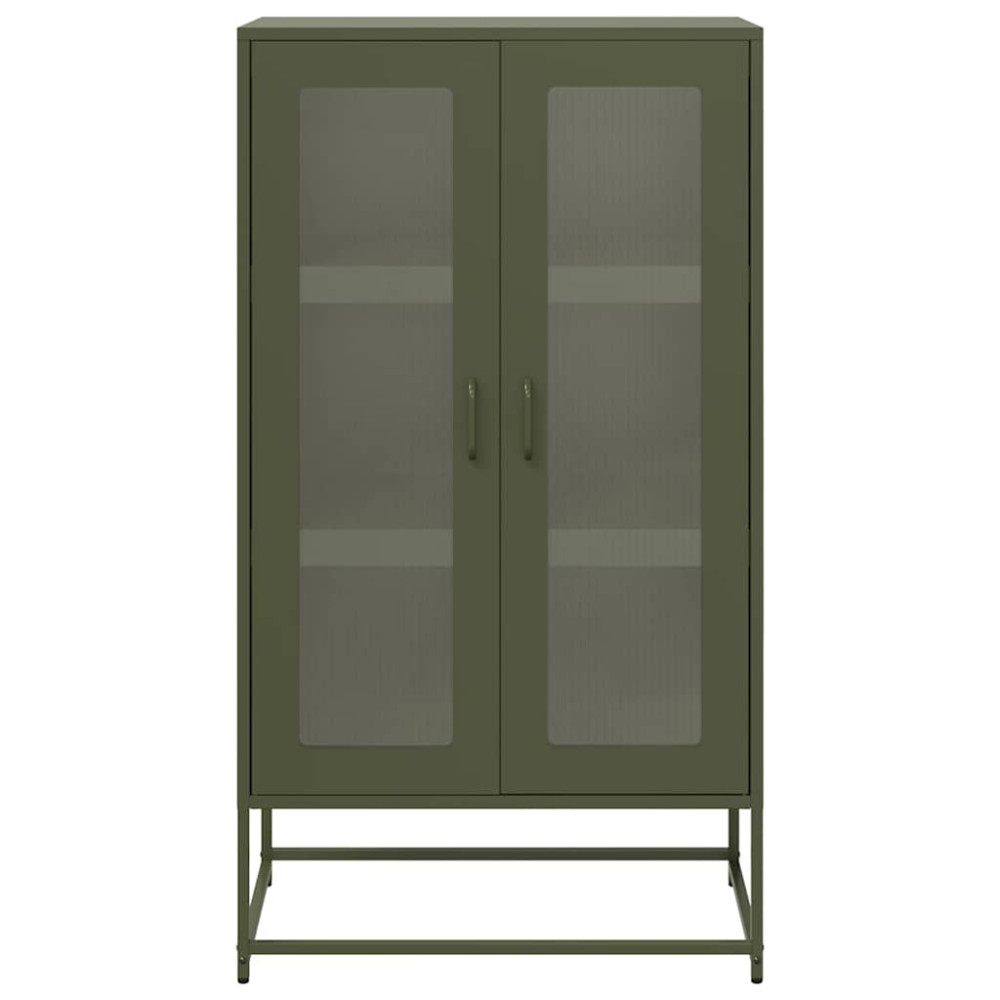Produktbild för Highboard olivgrön 68x39x123 cm stål