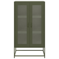 Produktbild för Highboard olivgrön 68x39x123 cm stål