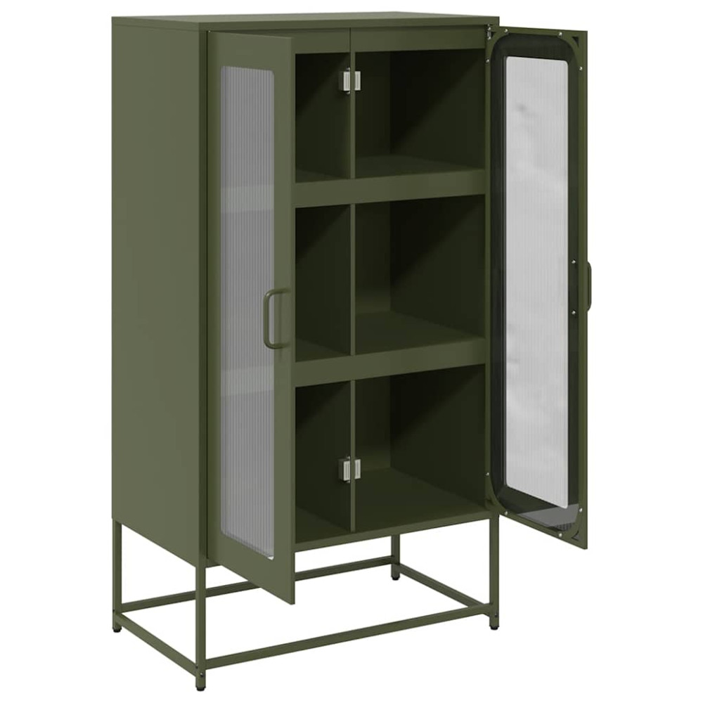 Produktbild för Highboard olivgrön 68x39x123 cm stål