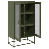 Produktbild för Highboard olivgrön 68x39x123 cm stål