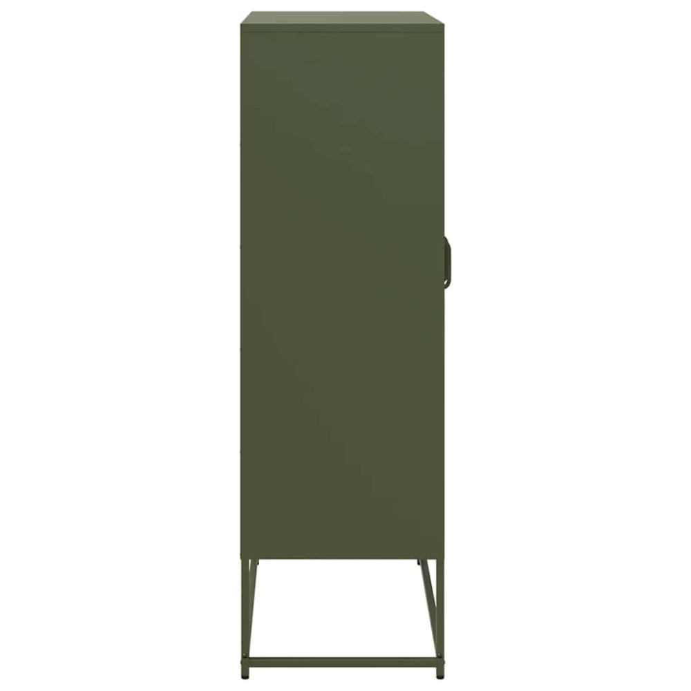 Produktbild för Highboard olivgrön 68x39x123 cm stål
