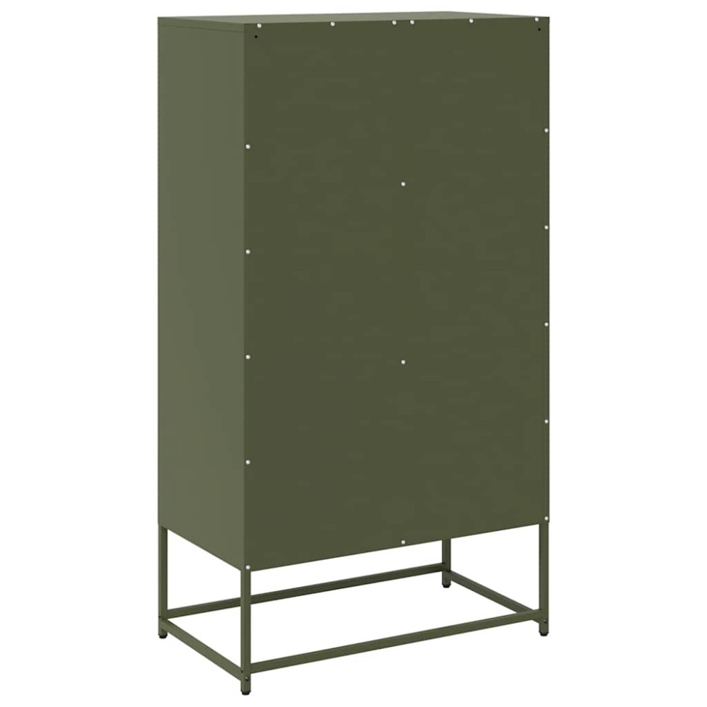 Produktbild för Highboard olivgrön 68x39x123 cm stål