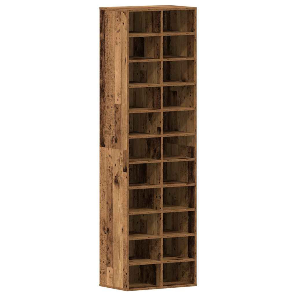 Produktbild för Skoskåp gammalt trä 54x34x183 cm konstruerat trä
