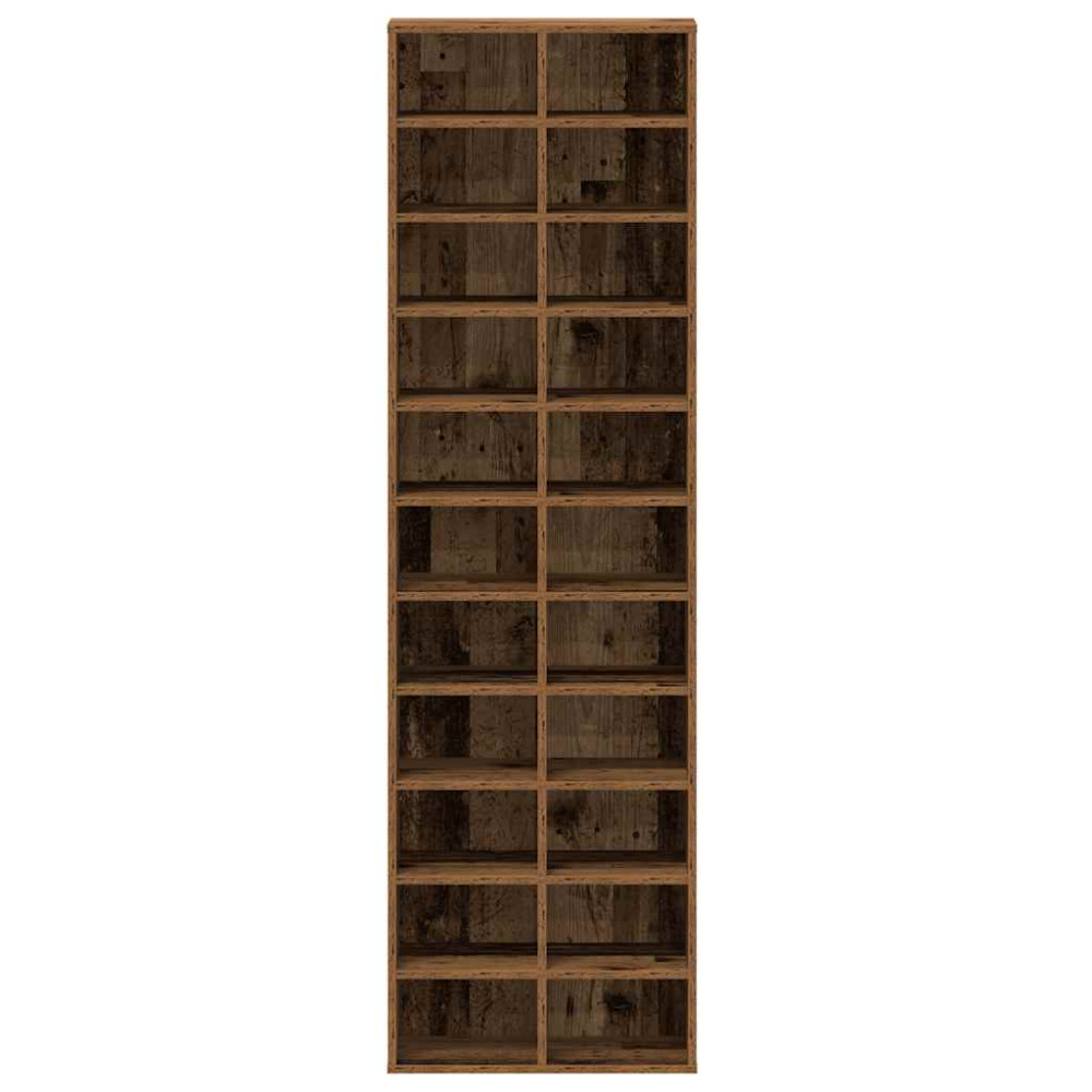Produktbild för Skoskåp gammalt trä 54x34x183 cm konstruerat trä