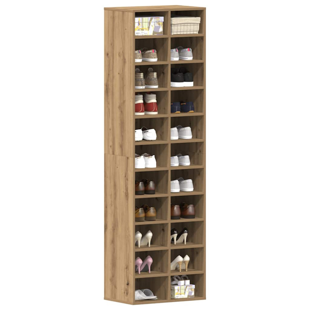 Produktbild för Skoskåp hantverksmässig ek 54x34x183 cm konstruerat trä