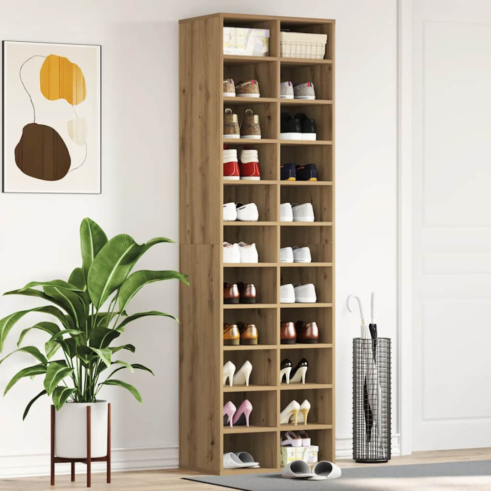 Produktbild för Skoskåp hantverksmässig ek 54x34x183 cm konstruerat trä