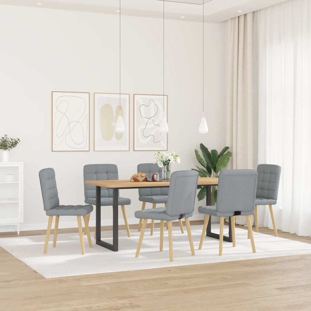 Produktbild för Matstolar 6 st ljusgrå tyg