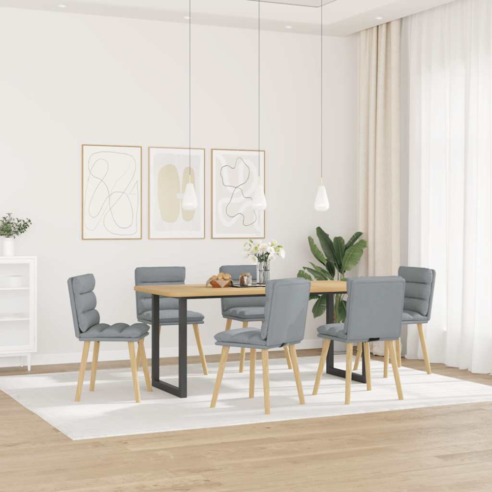 Produktbild för Matstolar 6 st ljusgrå tyg