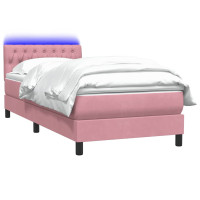 Produktbild för Resårsäng med madrass och LED rosa 80x220 cm sammet